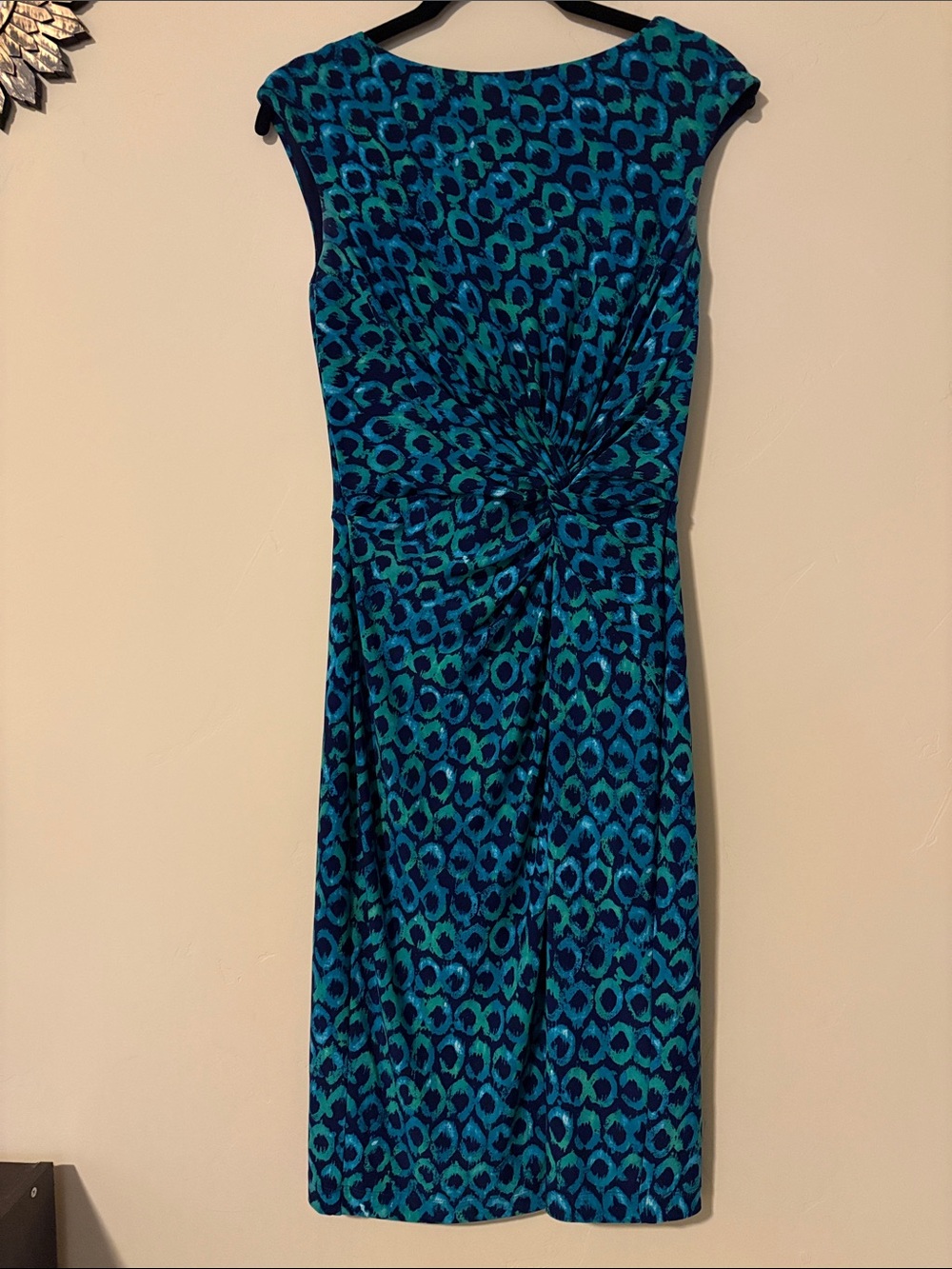 Ralph Lauren Sleeveless Teal Blue Twist-Front Dress